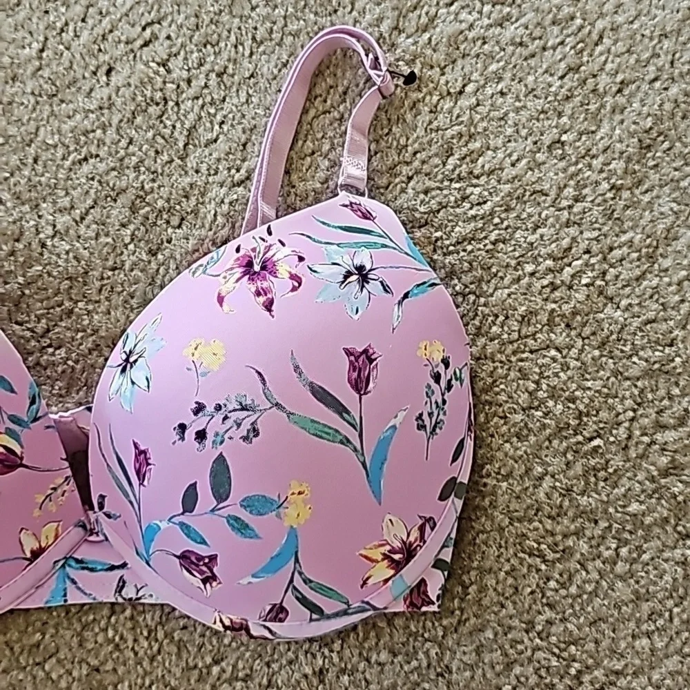 Floral Purple Push Up Bra 34C NWOT